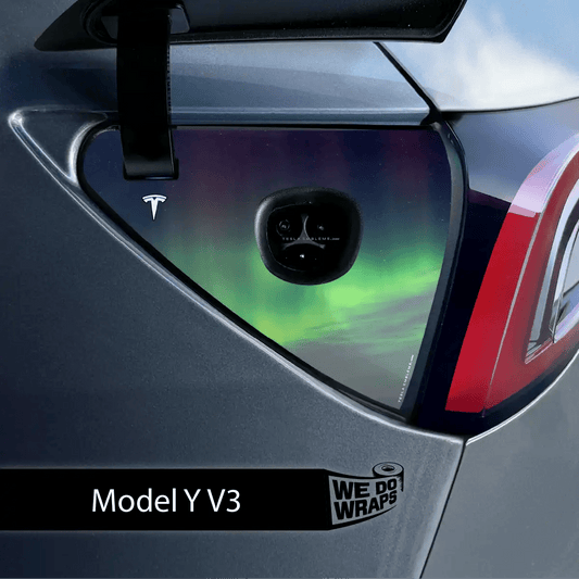 Northern Lights Tesla Charge Port Wrap | Model Y - Tesla Emblems