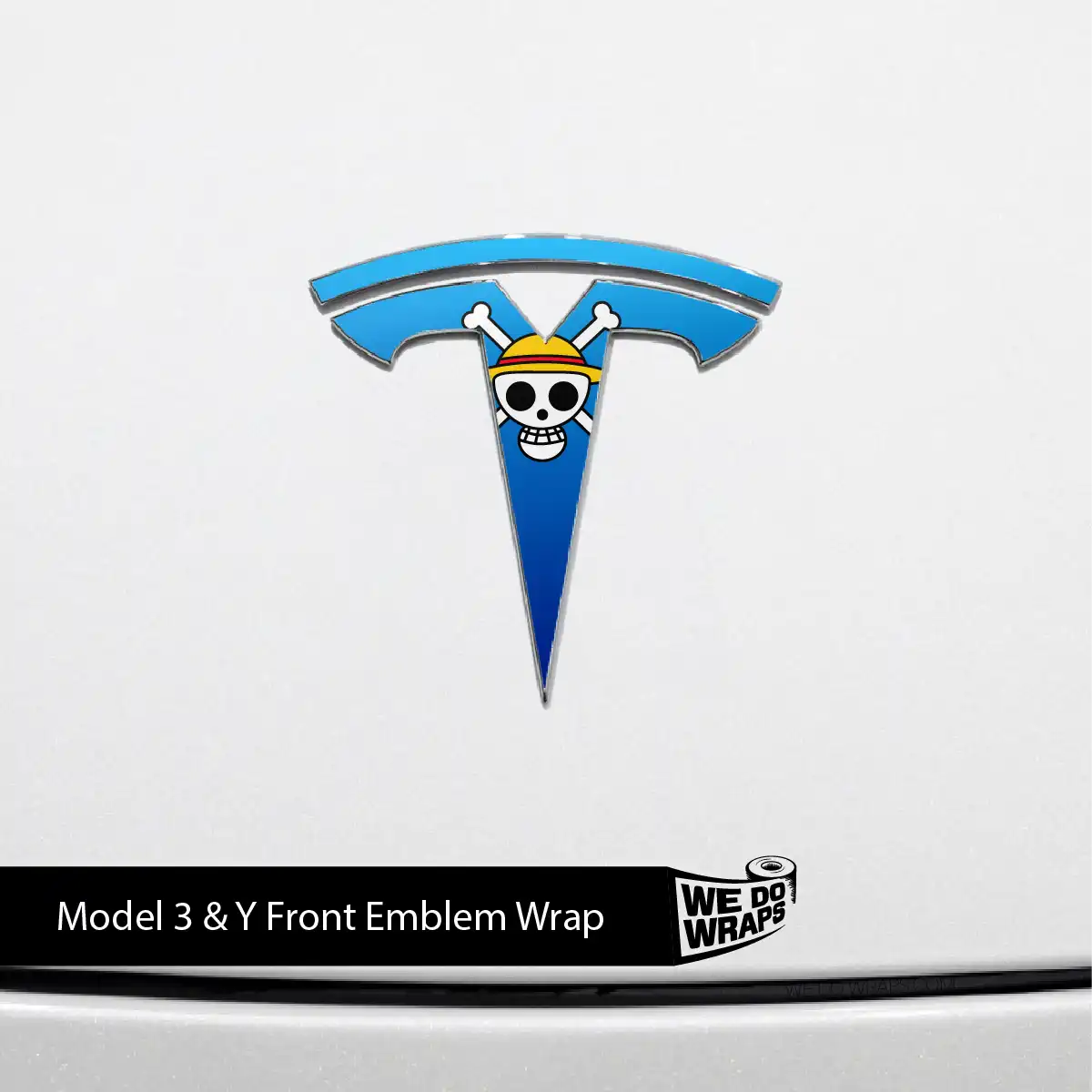 Straw Hat Pirate Tesla Emblem Decals (Front + Back) | Model 3 - Tesla Emblems