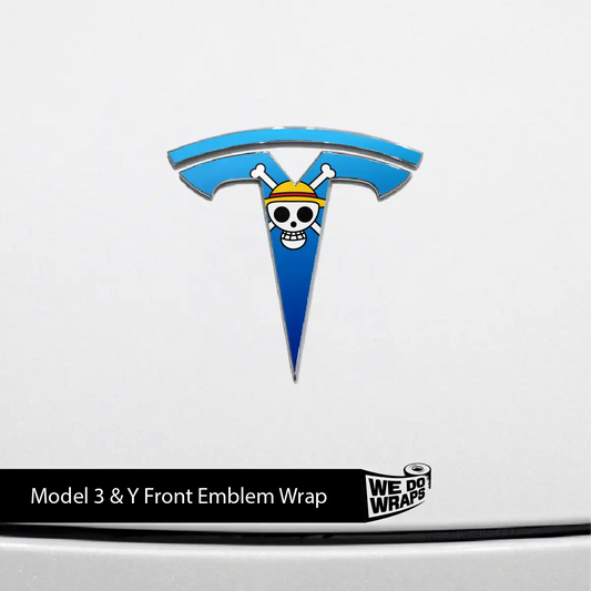 Straw Hat Pirate Tesla Emblem Decals (Front + Back) | Model 3 - Tesla Emblems
