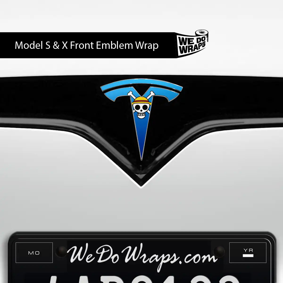 Straw Hat Pirate Tesla Emblem Decals (Front + Back) | Model S - Tesla Emblems