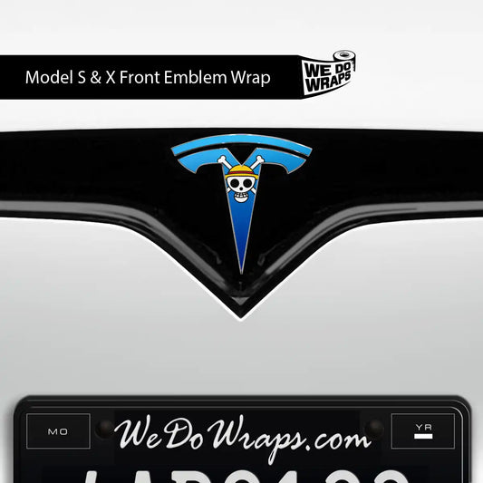 Straw Hat Pirate Tesla Emblem Decals (Front + Back) | Model S - Tesla Emblems