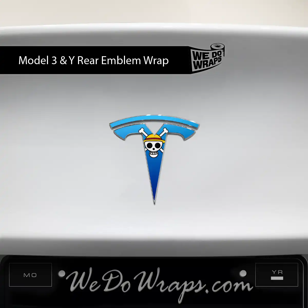 Straw Hat Pirate Tesla Emblem Decals (Front + Back) | Model 3 - Tesla Emblems