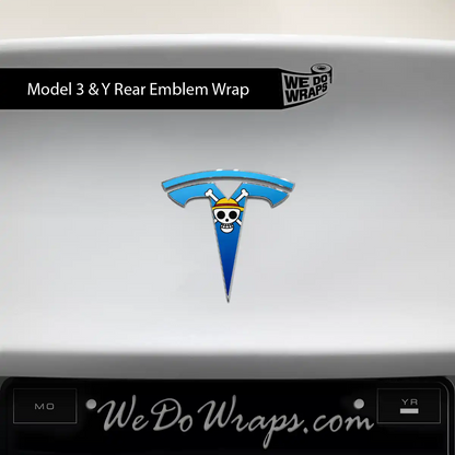 Straw Hat Pirate Tesla Emblem Decals (Front + Back) | Model 3 - Tesla Emblems