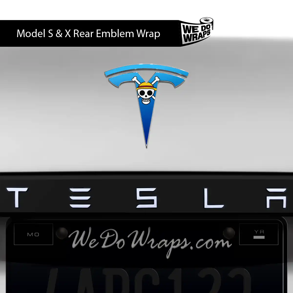 Straw Hat Pirate Tesla Emblem Decals (Front + Back) | Model S - Tesla Emblems