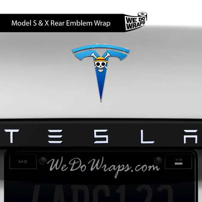 Straw Hat Pirate Tesla Emblem Decals (Front + Back) | Model S - Tesla Emblems