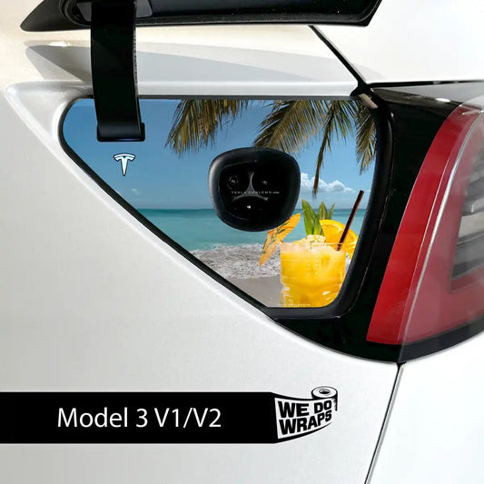 Paradise Tesla Charge Port Wrap | Model 3 - Tesla Emblems