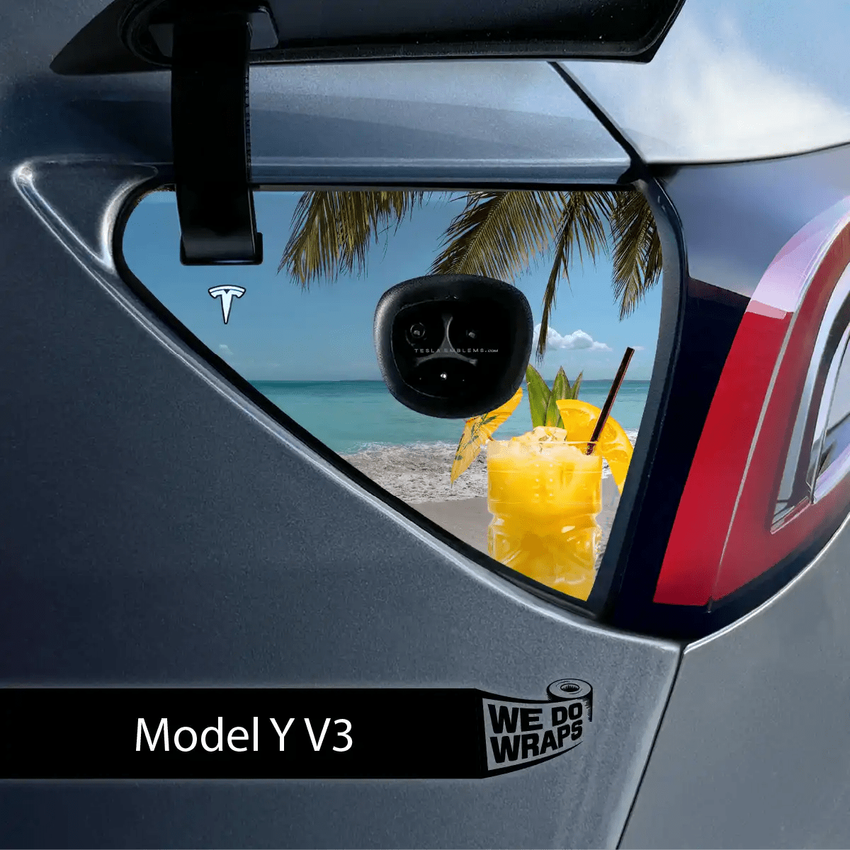 Paradise Tesla Charge Port Wrap | Model Y - Tesla Emblems