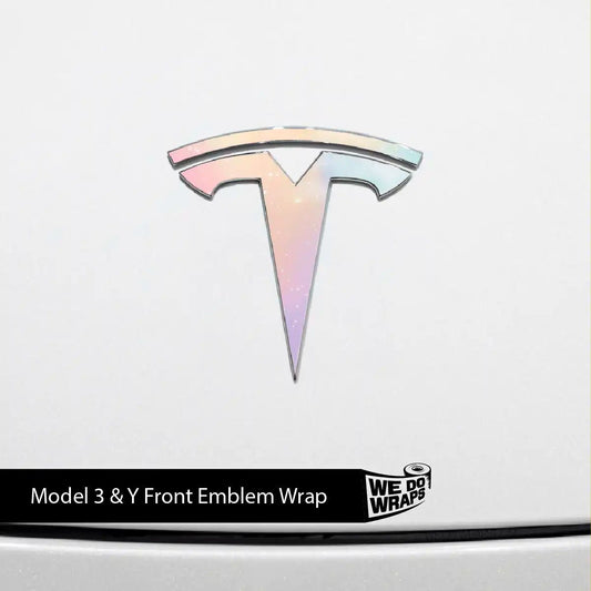 Pastel Galaxy Tesla Emblem Decals (Front + Back) | Model Y - Tesla Emblems