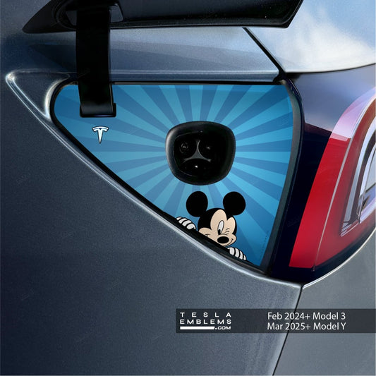Peekaboo Mickey Tesla Charge Port Wrap | Model Y - Tesla Emblems