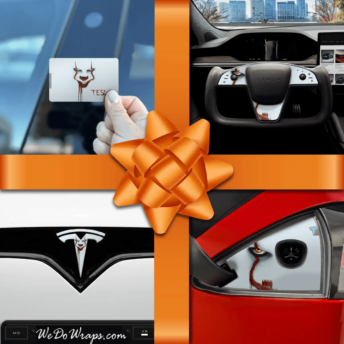 Holiday Bundle Pennywise the Dancing Clown Tesla Wrap Kit | Model S - Tesla Emblems