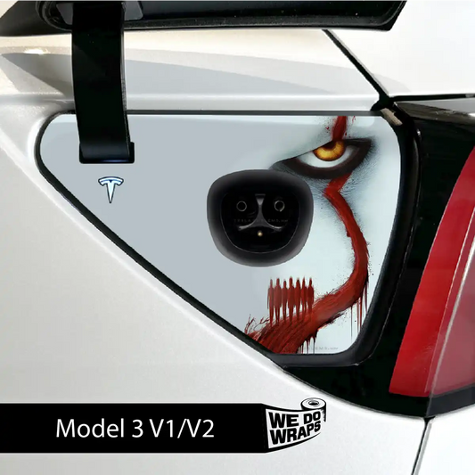 Pennywise the Dancing Clown Tesla Charge Port Wrap | Model 3 - Tesla Emblems