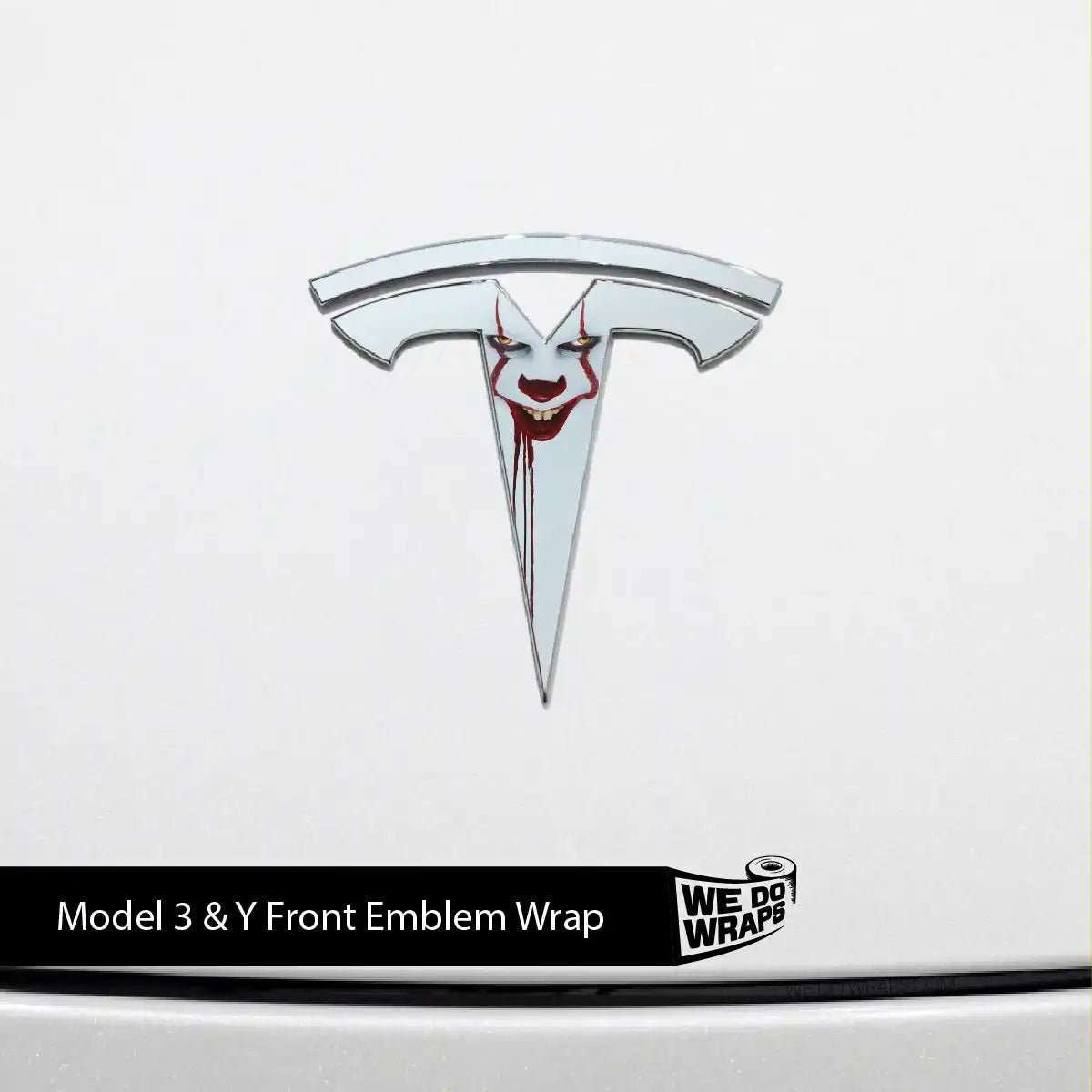 Pennywise the Dancing Clown Tesla Emblem Decals (Front + Back) | Model Y - Tesla Emblems