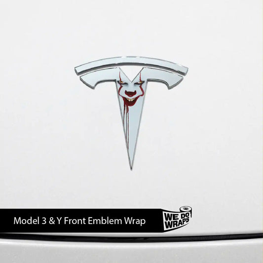 Pennywise the Dancing Clown Tesla Emblem Decals (Front + Back) | Model Y - Tesla Emblems