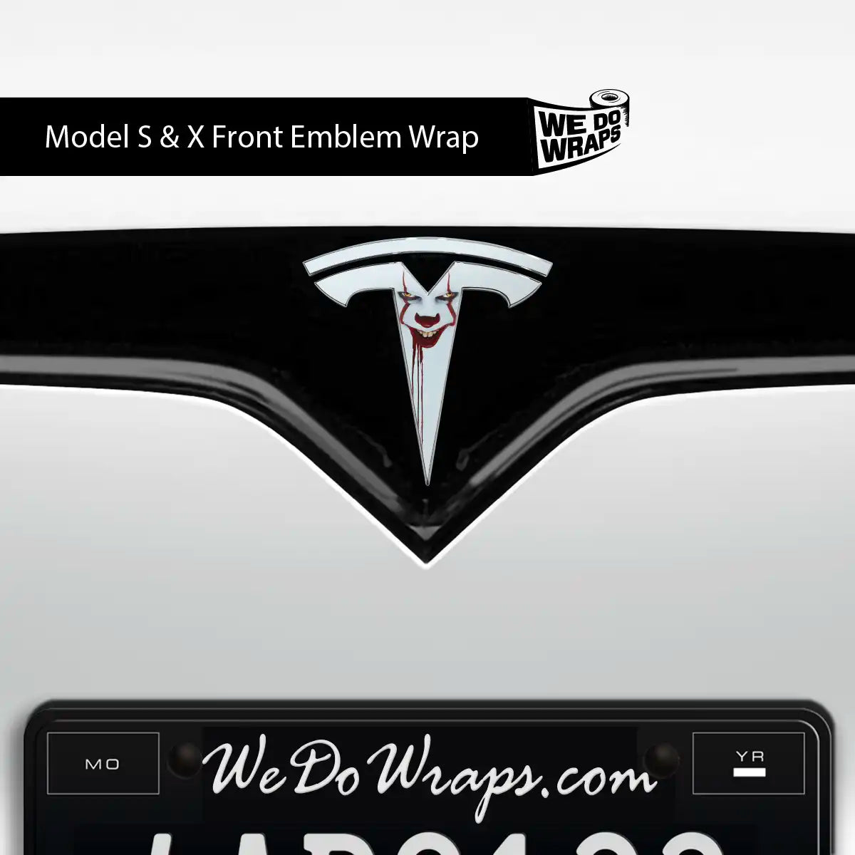 Pennywise the Dancing Clown Tesla Emblem Decals (Front + Back) | Model X - Tesla Emblems