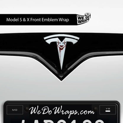 Pennywise the Dancing Clown Tesla Emblem Decals (Front + Back) | Model X - Tesla Emblems