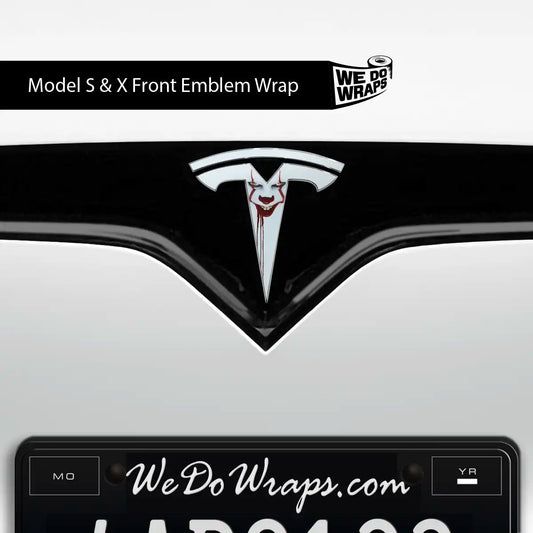 Pennywise the Dancing Clown Tesla Emblem Decals (Front + Back) | Model X - Tesla Emblems