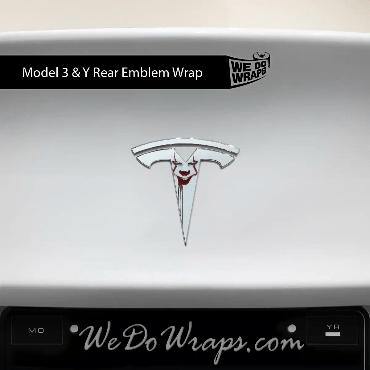 Pennywise the Dancing Clown Tesla Emblem Decals (Front + Back) | Model Y - Tesla Emblems