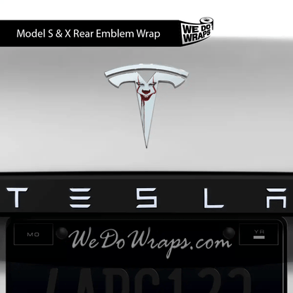 Pennywise the Dancing Clown Tesla Emblem Decals (Front + Back) | Model X - Tesla Emblems