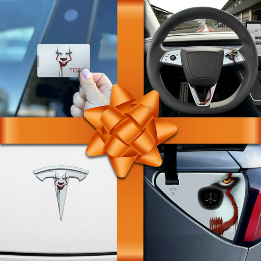 Holiday Bundle Pennywise the Dancing Clown Tesla Wrap Kit | Model 3 - Tesla Emblems
