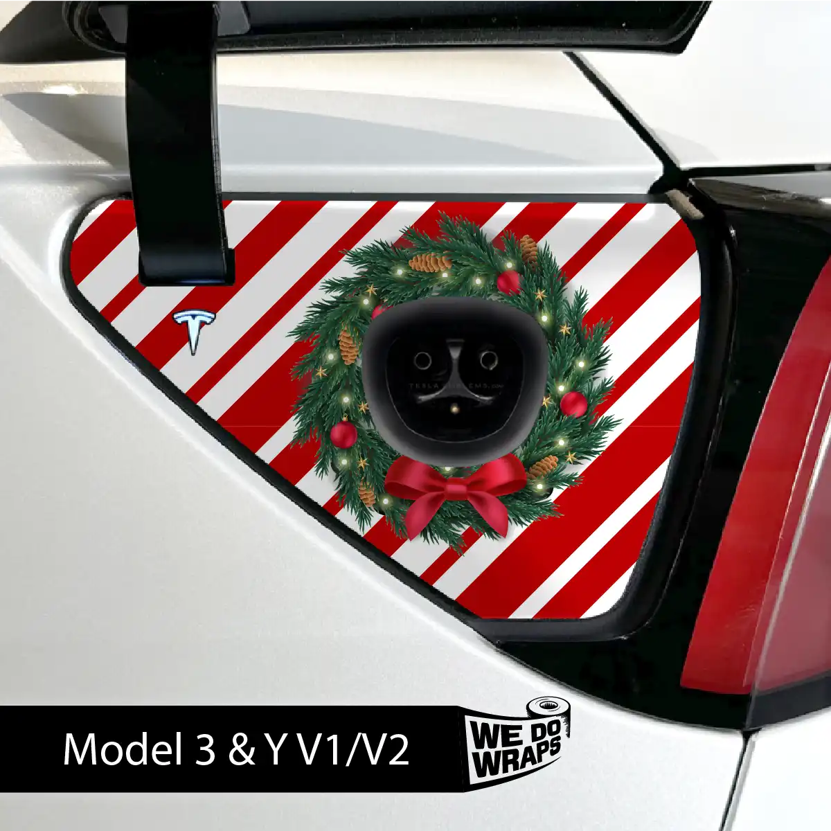 Peppermint Tesla Charge Port Wrap | Model Y - Tesla Emblems