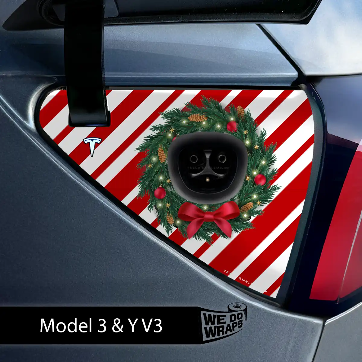 Peppermint Tesla Charge Port Wrap | Model Y - Tesla Emblems