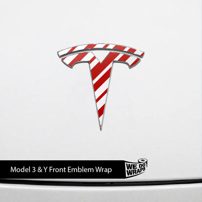 Peppermint Tesla Emblem Decals (Front + Back Emblem Decals) | Model 3 - Tesla Emblems