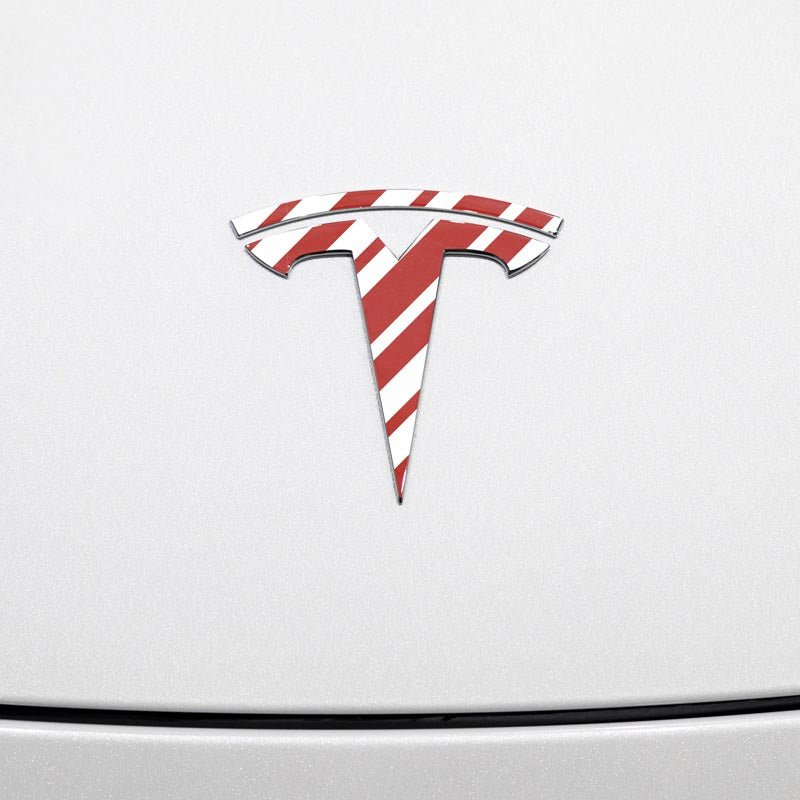 Peppermint Tesla Emblem Decals (Front + Back Emblem Decals) - Tesla Emblems