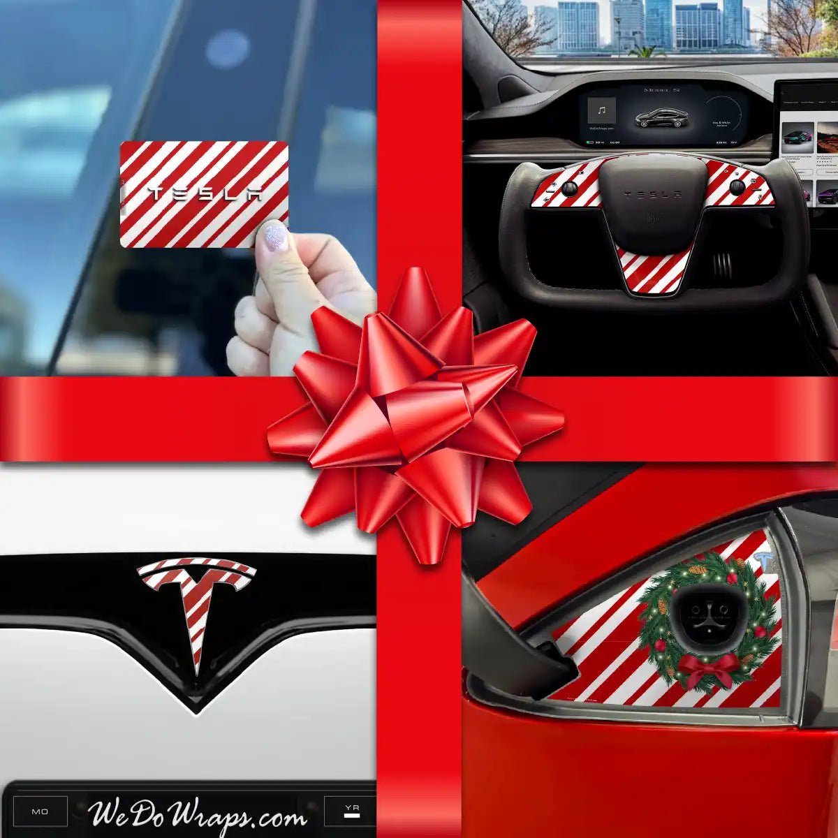 Holiday Bundle Peppermint Tesla Wrap Kit | Model S - Tesla Emblems