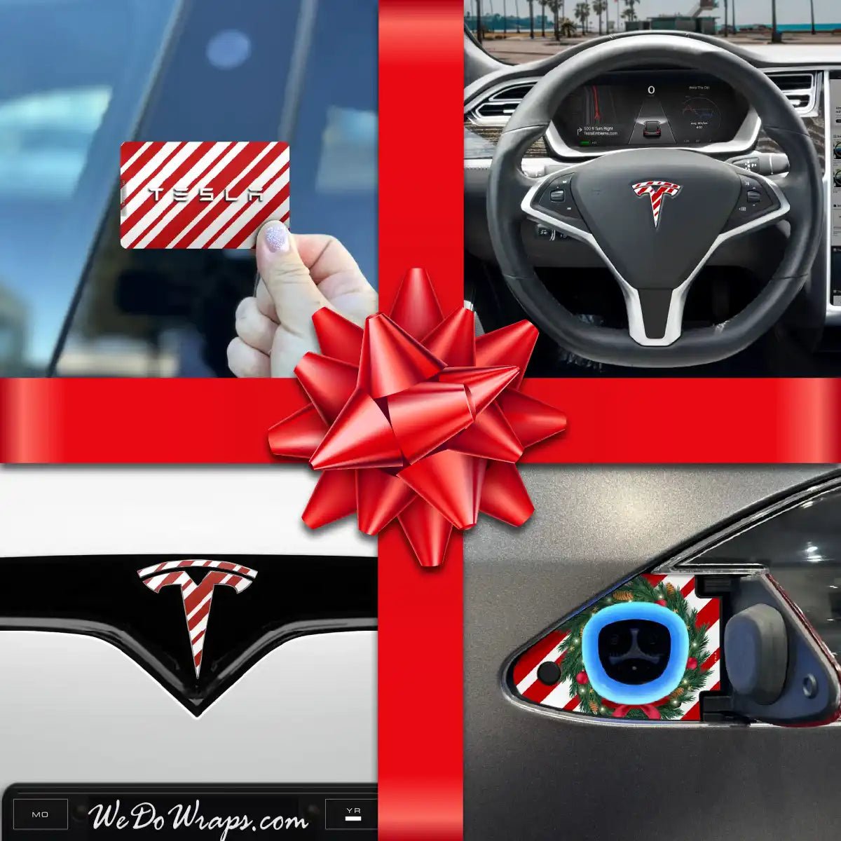 Holiday Bundle Peppermint Tesla Wrap Kit | Model X - Tesla Emblems