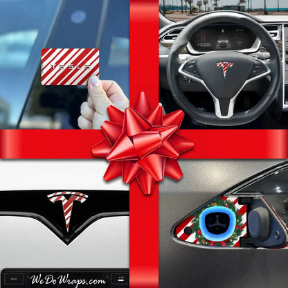 Holiday Bundle Peppermint Tesla Wrap Kit | Model X - Tesla Emblems