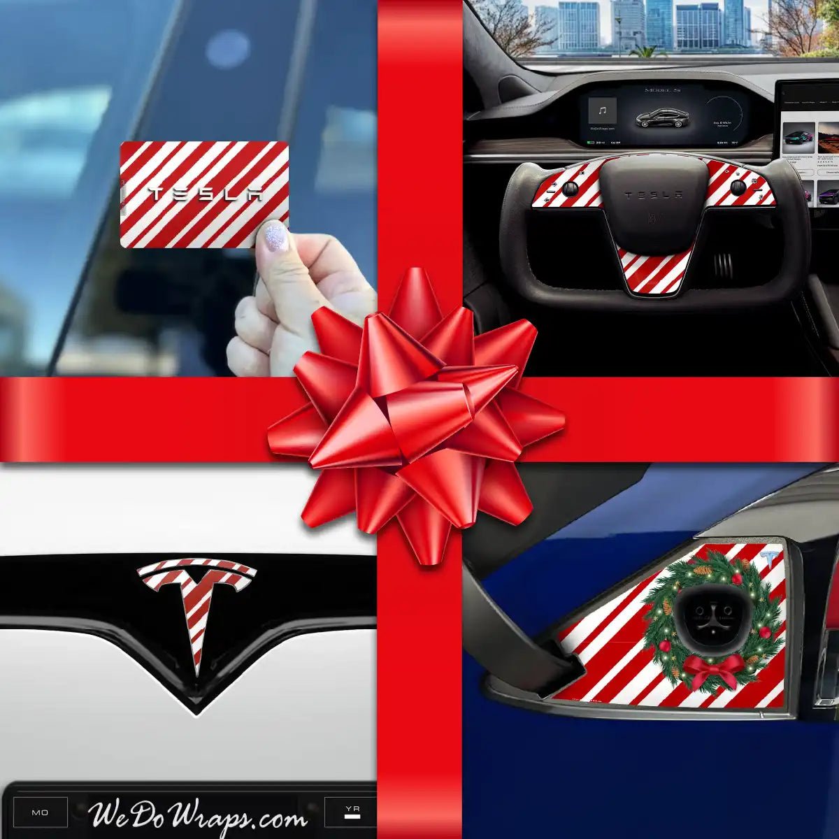 Holiday Bundle Peppermint Tesla Wrap Kit | Model X - Tesla Emblems