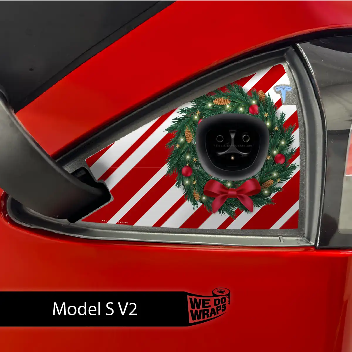 Peppermint Tesla Charge Port Wrap | Model S - Tesla Emblems