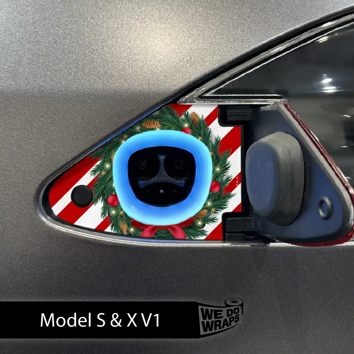 Peppermint Tesla Charge Port Wrap | Model S - Tesla Emblems
