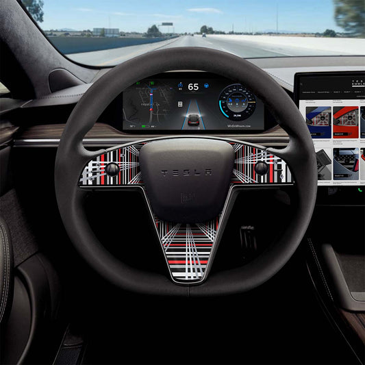 Plaid Performance Mode Tesla Steering Wheel Trim Decal Kit (3pcs) | MX ’21-26 - Tesla Emblems