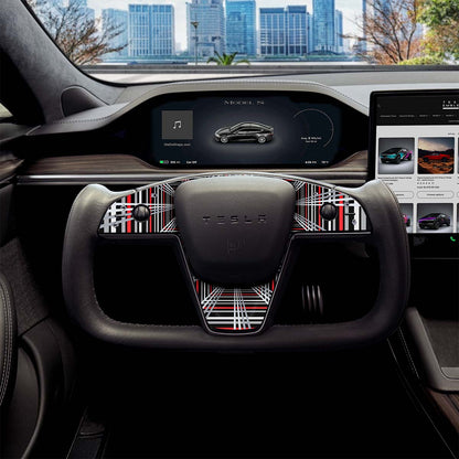Plaid Performance Mode Tesla Steering Wheel Trim Decal Kit (3pcs) | MX Feb 2021+