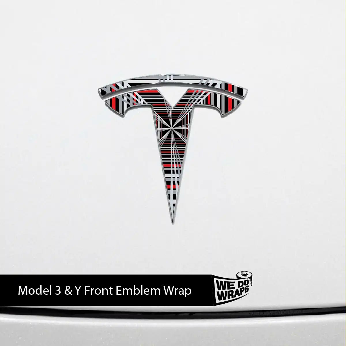 Plaid Tesla Emblem Decals (Front + Back) | Model Y - Tesla Emblems