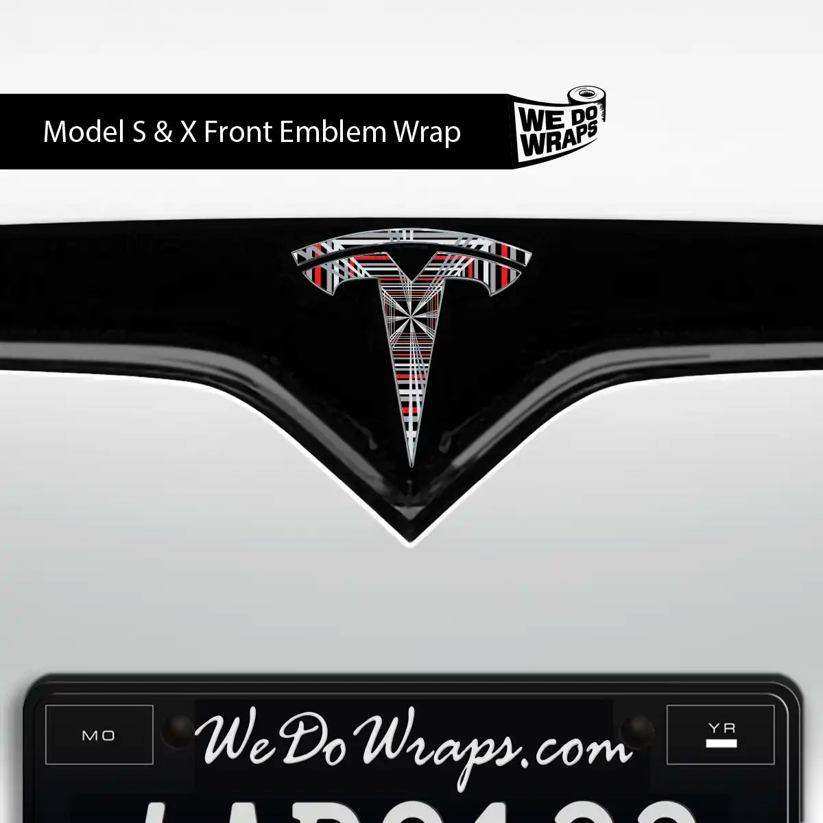 Plaid Tesla Emblem Decals (Front + Back) | Model X - Tesla Emblems