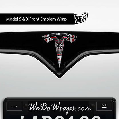 Plaid Tesla Emblem Decals (Front + Back) | Model X - Tesla Emblems