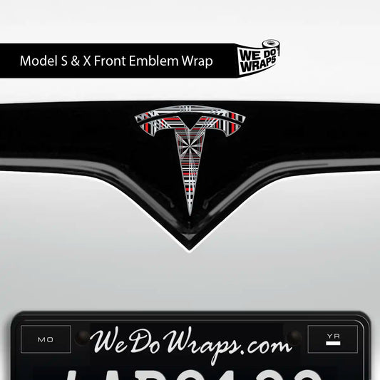 Plaid Tesla Emblem Decals (Front + Back) | Model X - Tesla Emblems