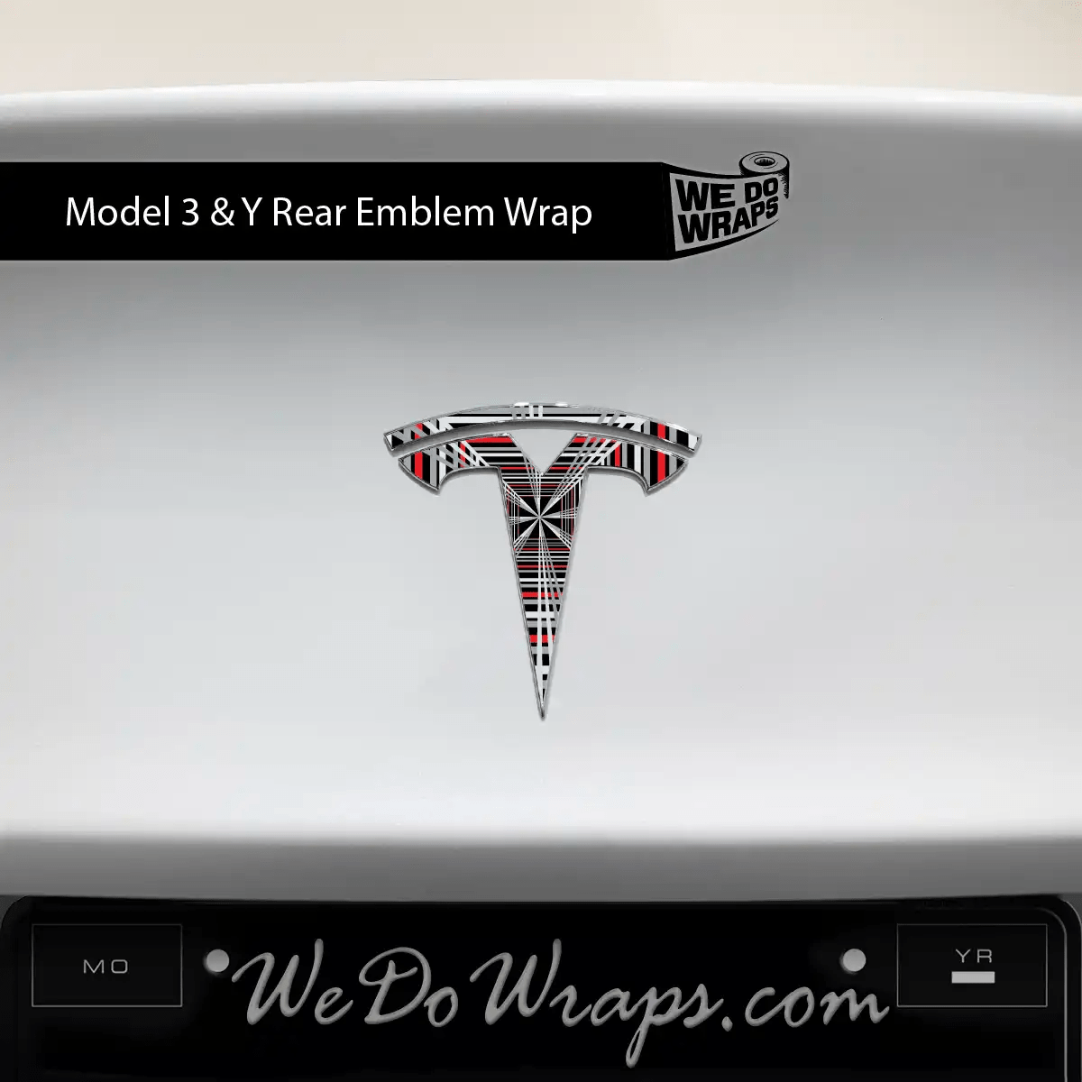 Plaid Tesla Emblem Decals (Front + Back) | Model Y - Tesla Emblems