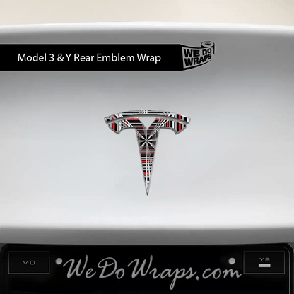 Plaid Tesla Emblem Decals (Front + Back) | Model Y - Tesla Emblems