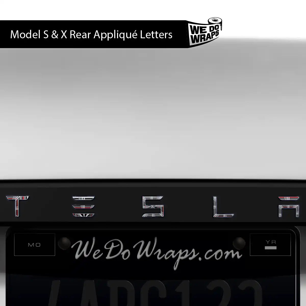 Plaid Performance Mode Tesla Emblem Decals (Front + Back) | Model X - Tesla Emblems