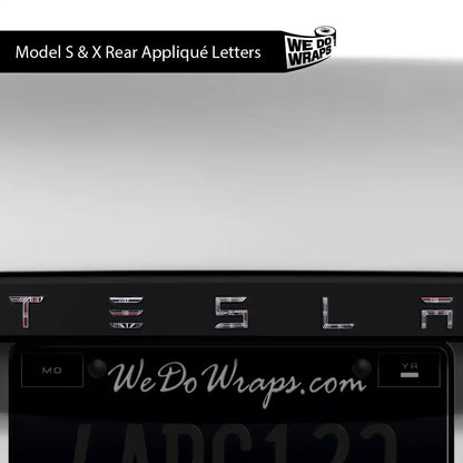 Plaid Performance Mode Tesla Emblem Decals (Front + Back) | Model X - Tesla Emblems