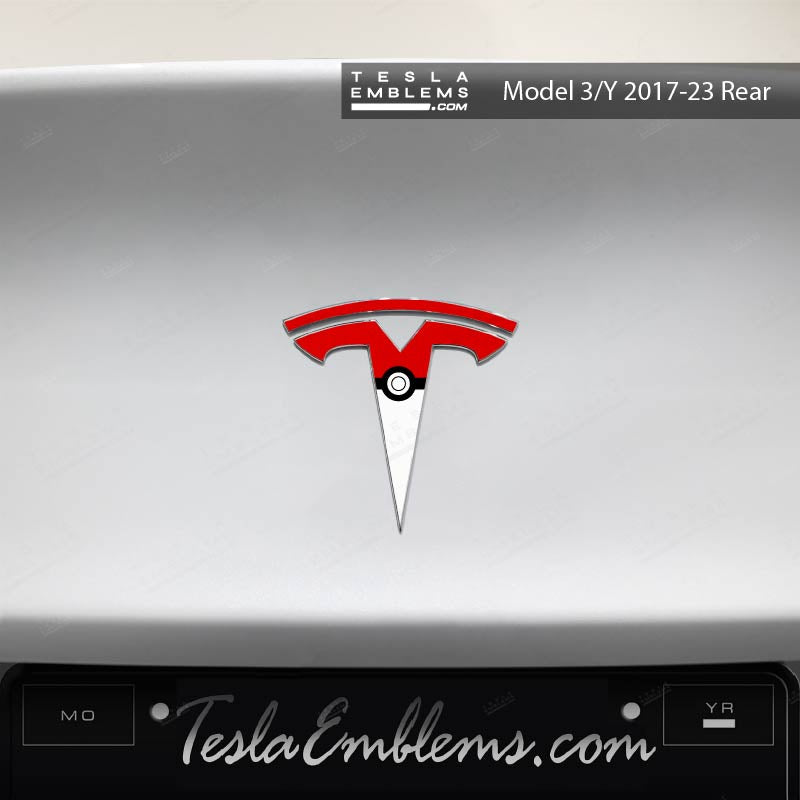 Poké Ball Tesla Emblem Decals (Front + Back) - Tesla Emblems