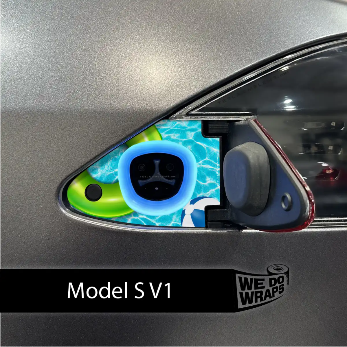 Pool Party Tesla Charge Port Wrap | Model S - Tesla Emblems