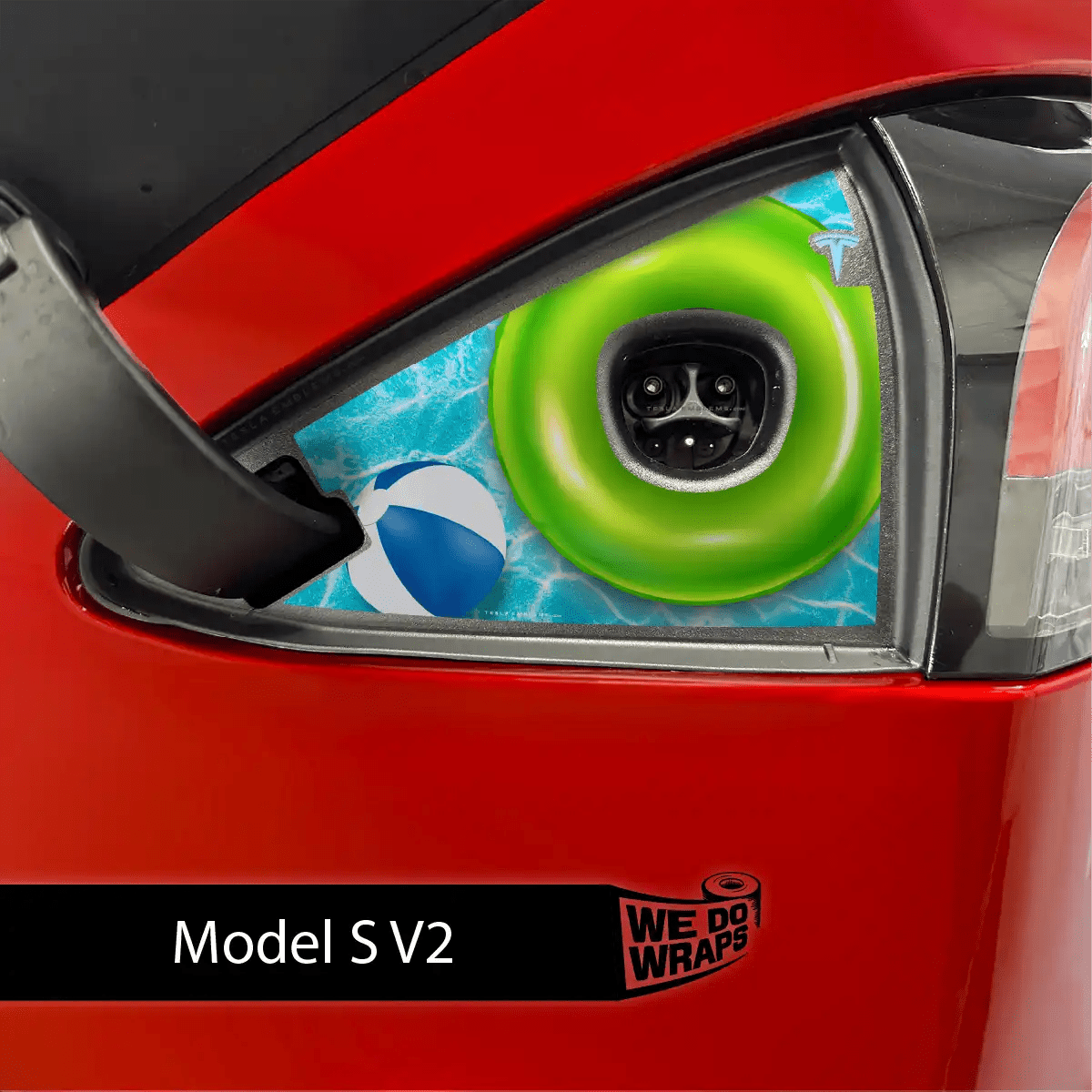 Pool Party Tesla Charge Port Wrap | Model S - Tesla Emblems