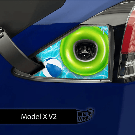 Pool Party Tesla Charge Port Wrap | Model X - Tesla Emblems