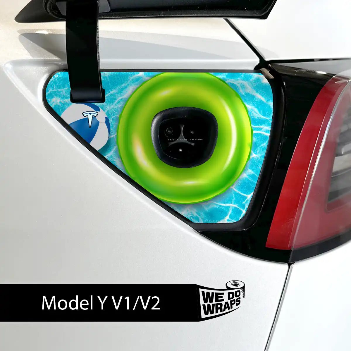Pool Party Tesla Charge Port Wrap | Model Y - Tesla Emblems