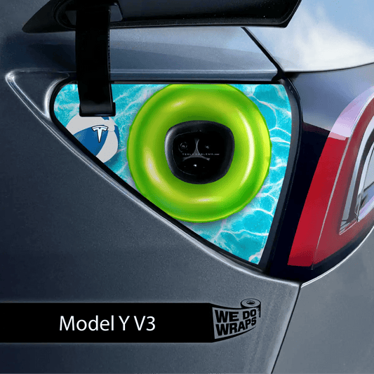 Pool Party Tesla Charge Port Wrap | Model Y - Tesla Emblems