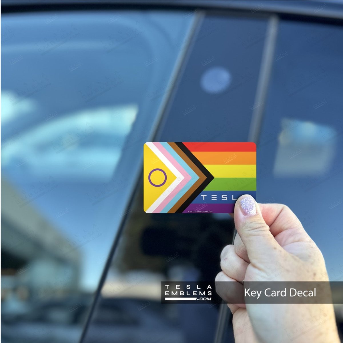 Pride Flag NFC Keycard Decal - Tesla Emblems